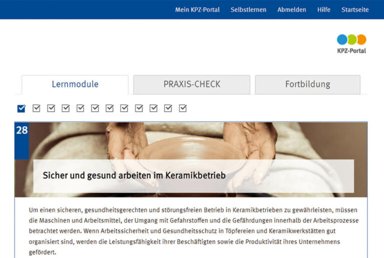 Im KPZ-Portal werden Online-Lernmodule für die Branche bearbeitet.