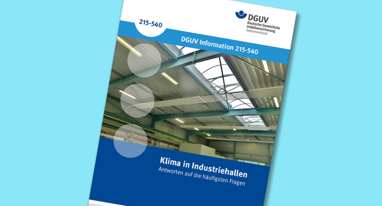 Bild mit dem Deckblatt der Broschüre "Klima in. Industriehallen"