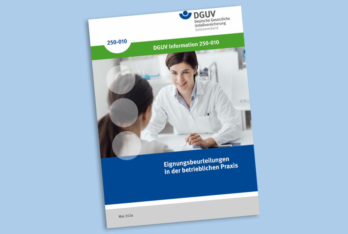 Titelbild der DGUV.Informations Broschüre "EIGNUNGSBEURTEILUNGEN in der betrieblichen Praxis"