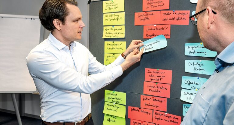 Teamleiter und Trainer an einem Flipchart